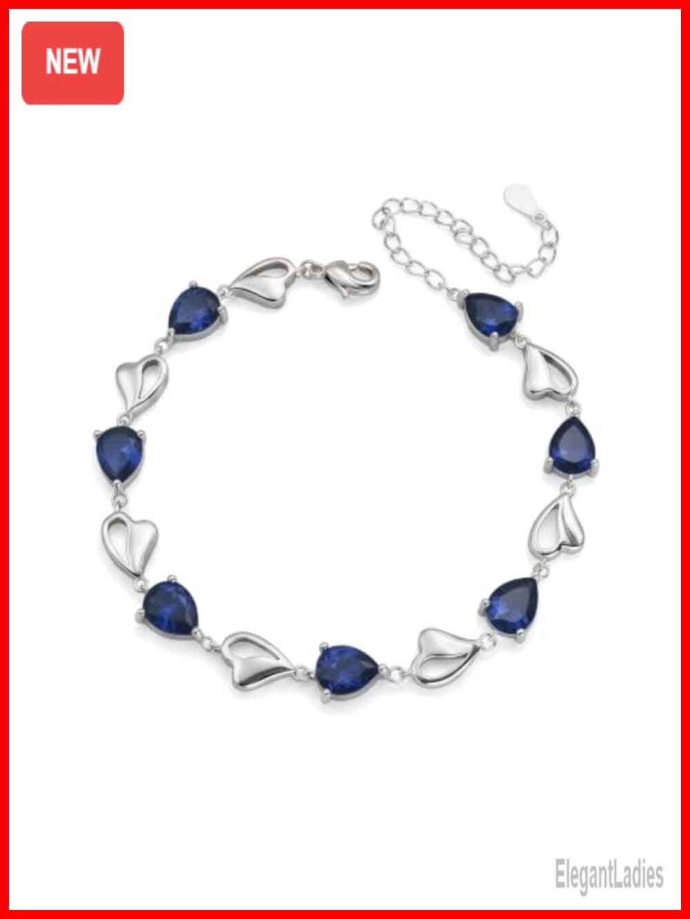Pear Birthstone Bracelet Sterling Silver Plated Adjustable Jewelry Gift for